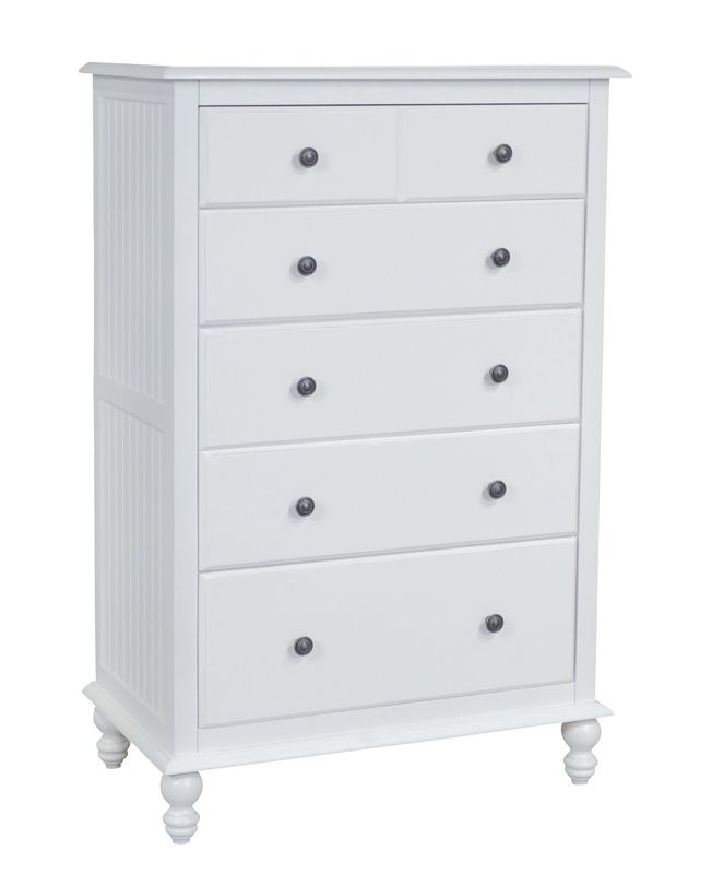 Cottage 5 Drawer Chest W/ Bright White Finish
