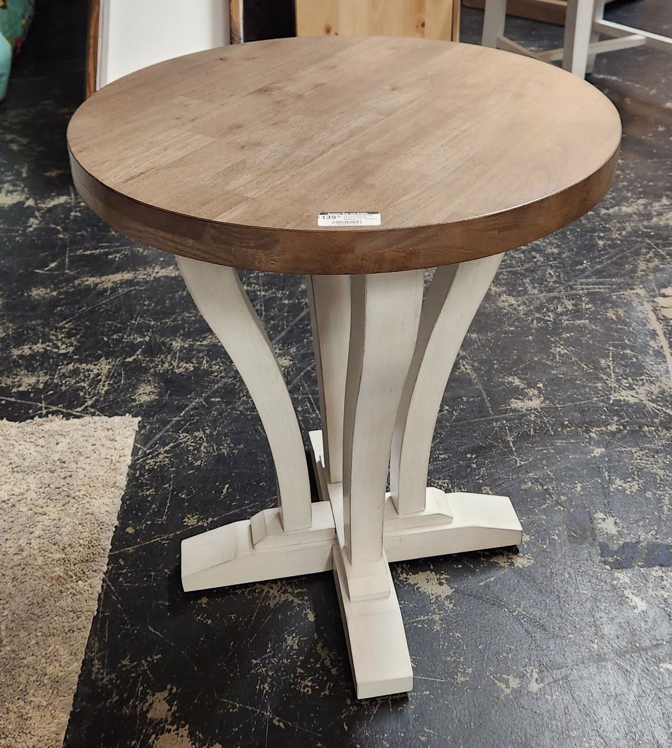 La Casa Round End Table (White &amp; Sesame) 22&quot; diameter x 24&quot; tall