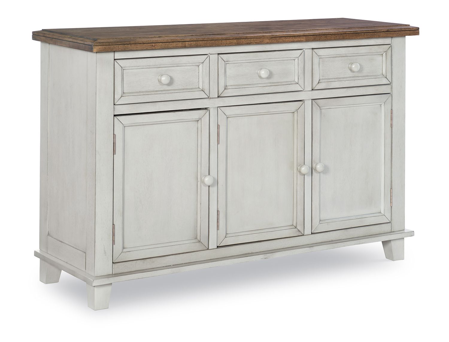 Vista 3-Drawer 3-Door Buffet 52&quot;W x 18&quot;D x 34.5&quot;H, Color: Hickory &amp; Shell