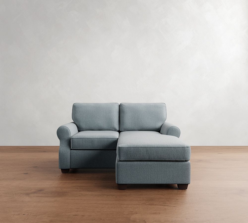 Drew Roll Arm Love Seat with Floating Chaise (Specify color)