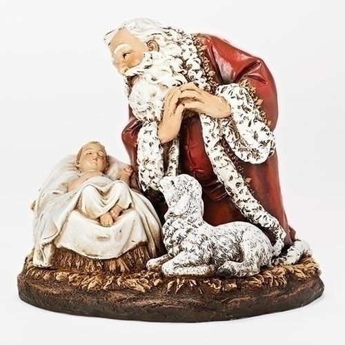 Kneeling Santa with Lamb Figure