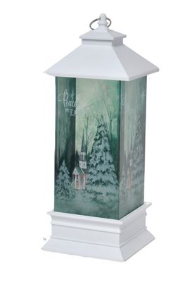 LED Peace on Earth Church Shimmer Lantern