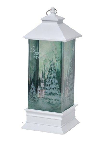 LED Peace on Earth Church Shimmer Lantern