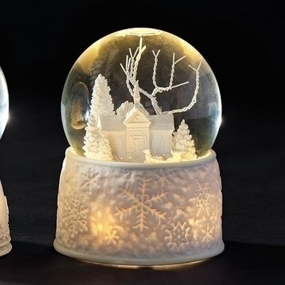 LED Church with Sleigh Snow Globe - Musical