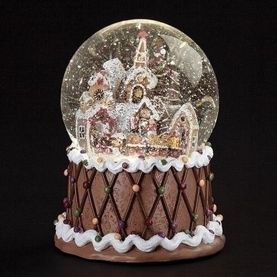 LED Gingerbread Town Snow Globe - Musical