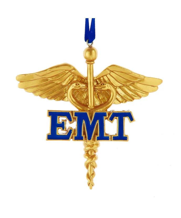 EMT Emergency Med Tech Gold Caduceus Ornament