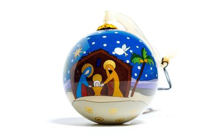 Nativity Scene Glass Ball Ornament by Kitty Keller