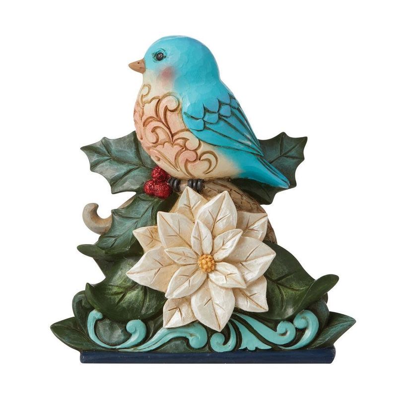 Festive &amp; Feathered Bluebird on Poinsettia