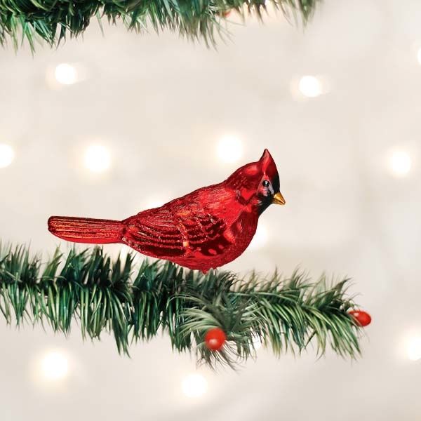 Shiny Red Northern Cardinal Clip Ornament