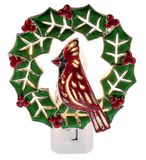 Holiday Wreath with Cardinal Night Light