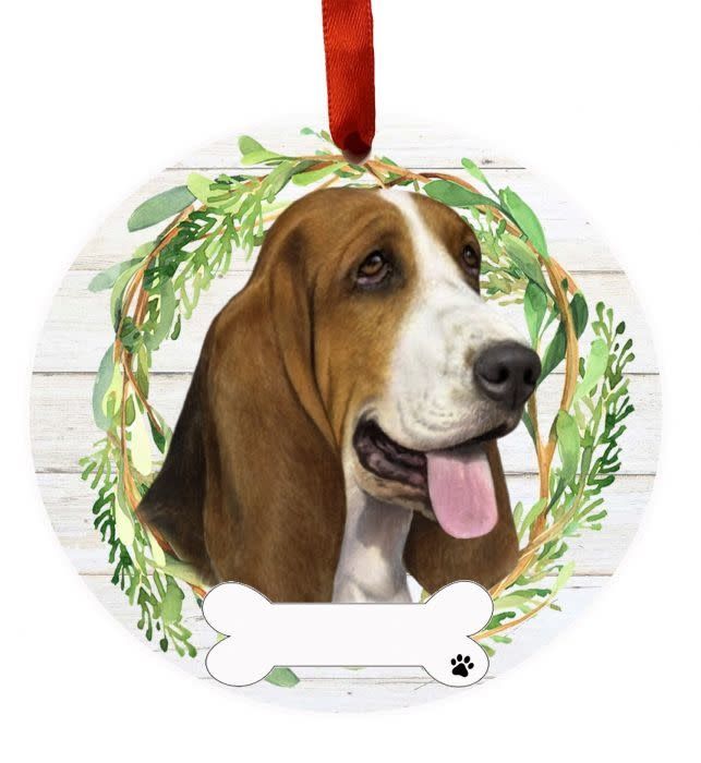 Basset Hound Wreath Ornament