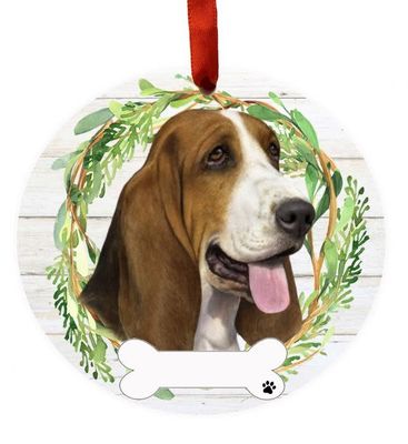 Basset Hound Wreath Ornament