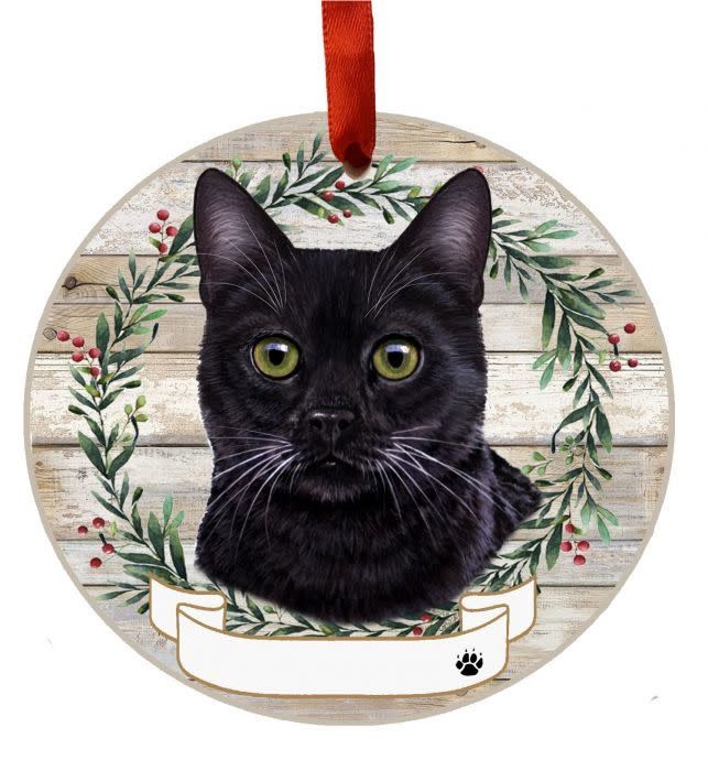 Black Cat Wreath Ornament