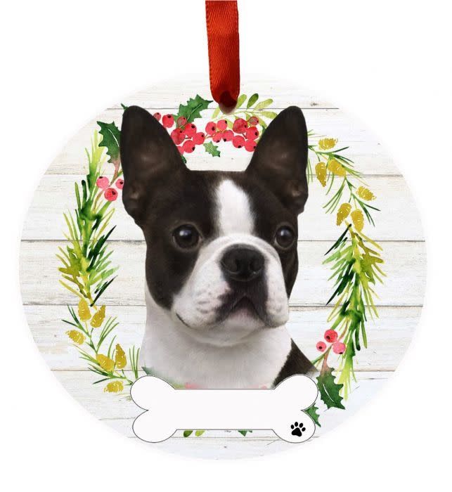Boston Terrier Wreath Ornament