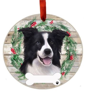 Border Collie Wreath Ornament