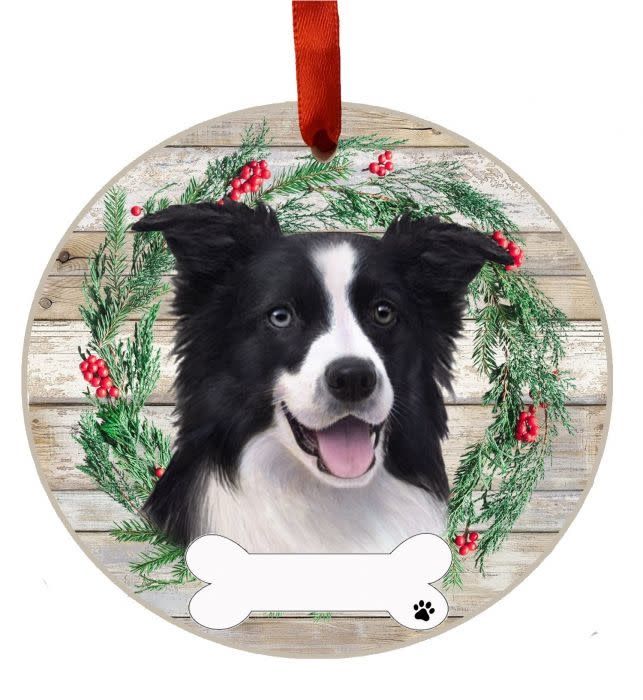 Border Collie Wreath Ornament
