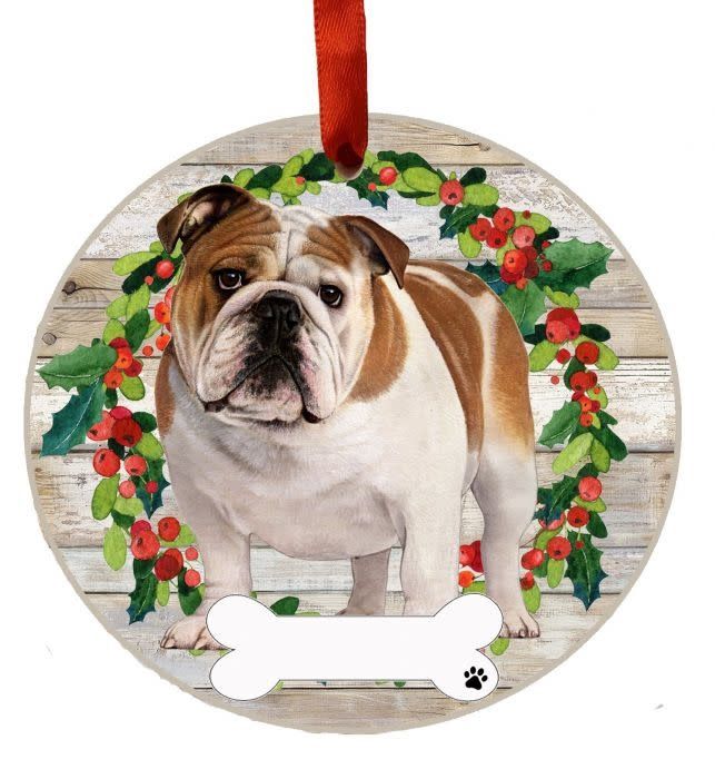 Bulldog Full Body Wreath Ornament