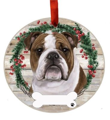 Bulldog Wreath Ornament