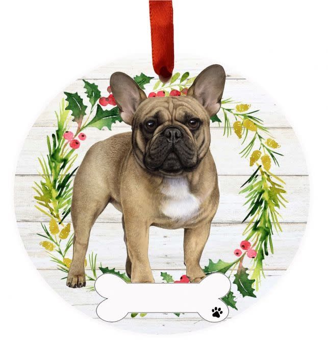 French Bulldog Full Body Wreath Ornament