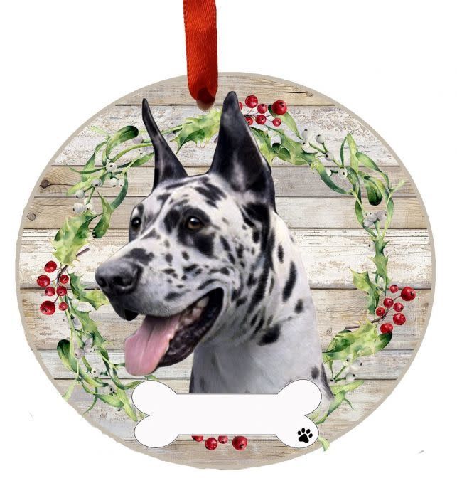 Harlequin Great Dane Wreath Ornament