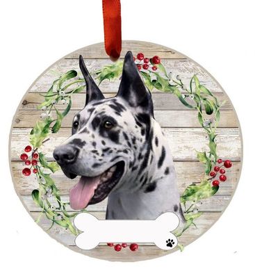 Harlequin Great Dane Wreath Ornament