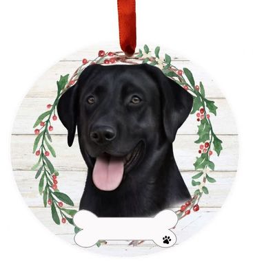 Black Labrador Wreath Ornament