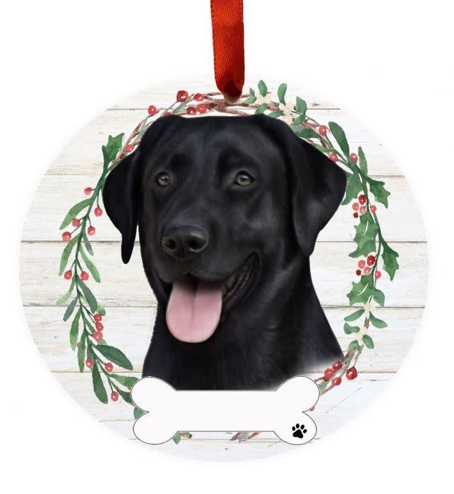 Black Labrador Wreath Ornament