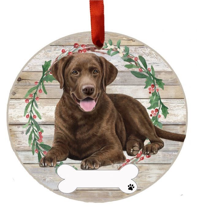 Chocolate Labrador Full Body Wreath Ornament