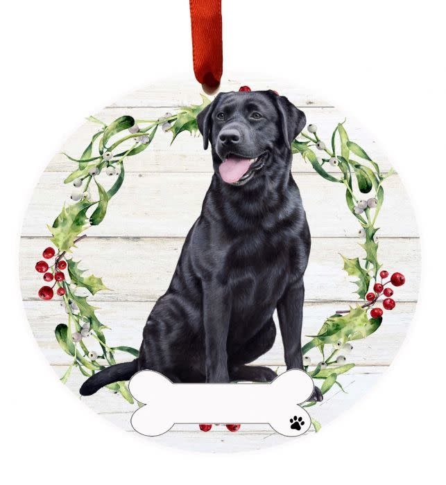 Black Labrador Full Body Wreath Ornament