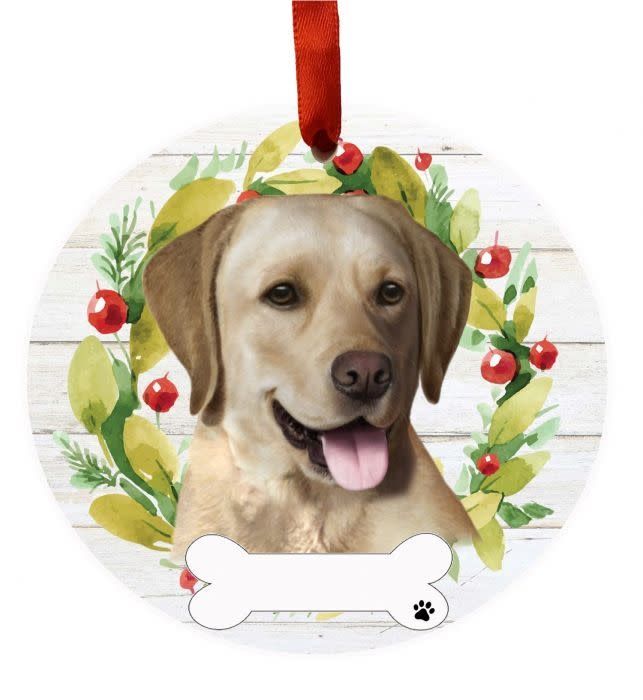 Yellow Labrador Wreath Ornament