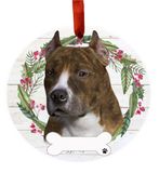 Brindle Pit Bull Wreath Ornament