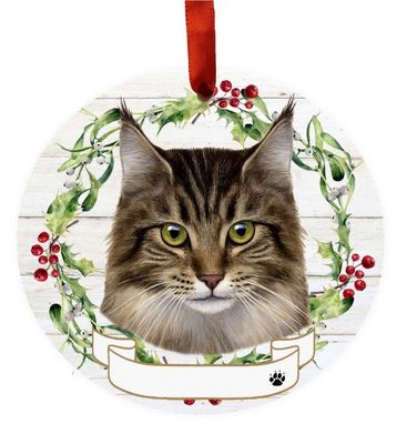 Maine Coon Cat Wreath Ornament