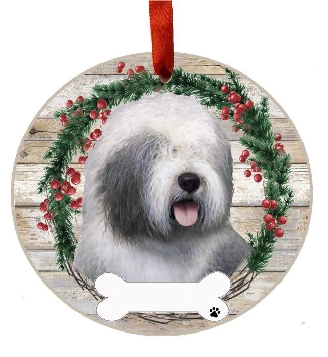 Old English Sheepdog Wreath Ornament