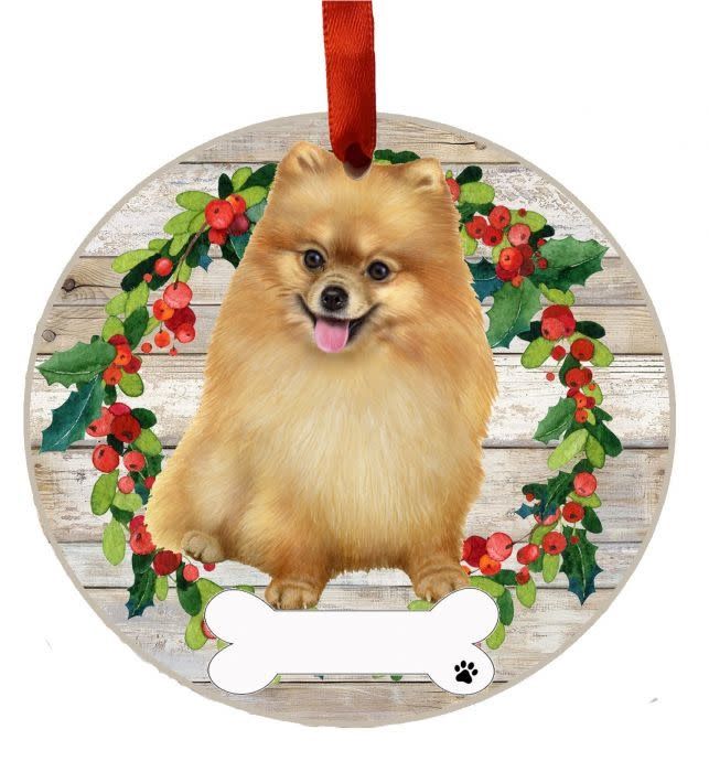 Pomeranian Full Body Wreath Ornament