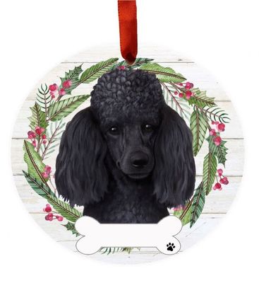 Black Poodle Wreath Ornament