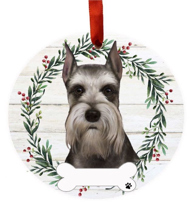 Grey Schnauzer Wreath Ornament