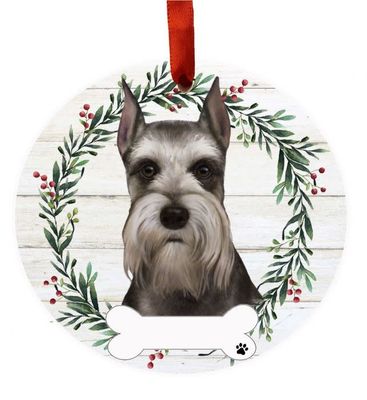 Grey Schnauzer Wreath Ornament