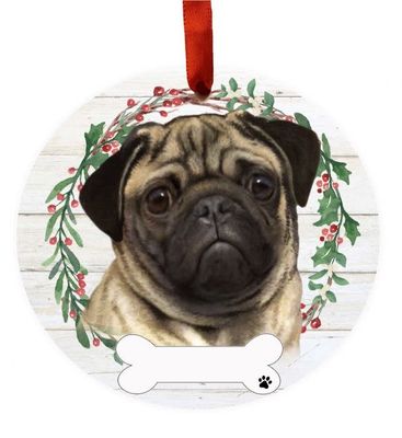 Pug Wreath Ornament