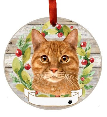 Orange Tabby Cat Wreath Ornament