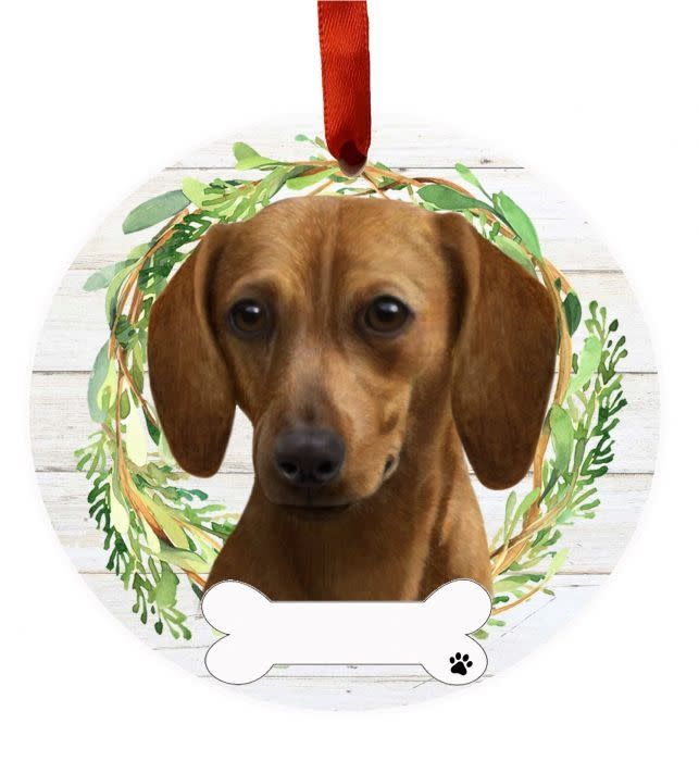 Red Dachshund Wreath Ornament
