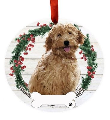 Rust Goldendoodle Full Body Wreath Ornament