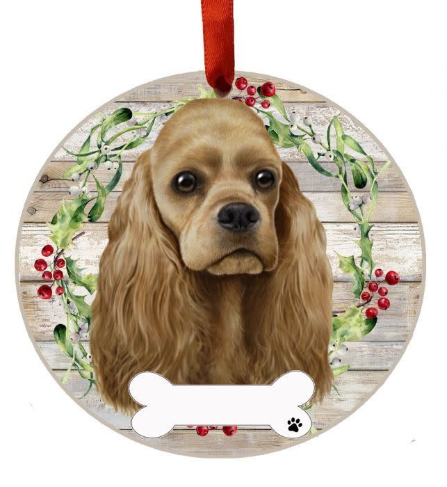 Buff Cocker Spaniel Wreath Ornament