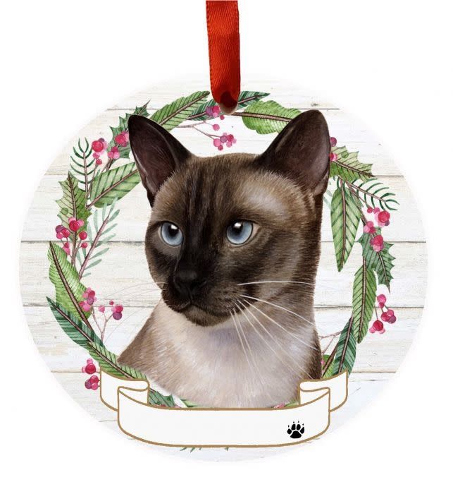 Siamese Cat Wreath Ornament