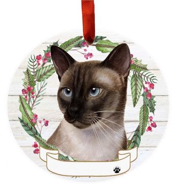 Siamese Cat Wreath Ornament