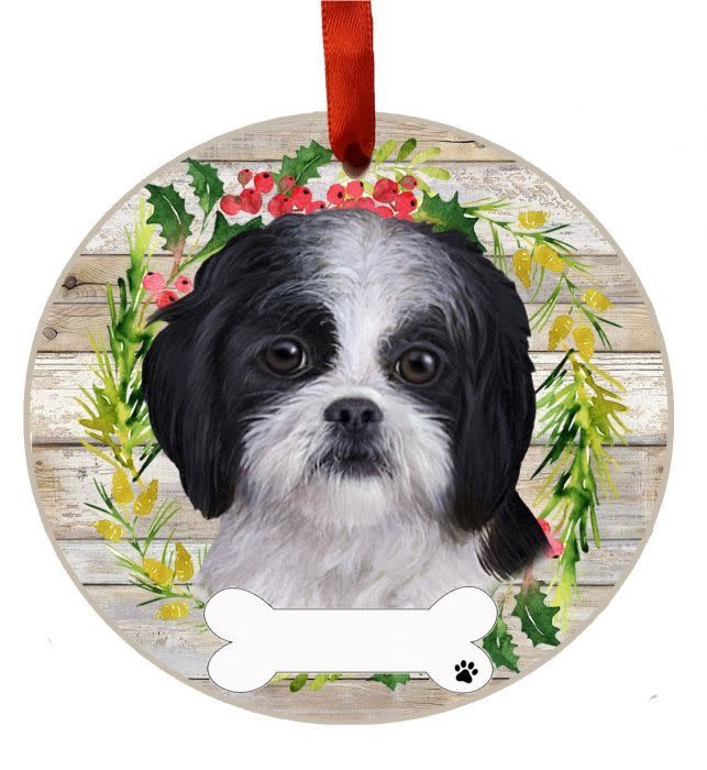 Black Shih Tzu Wreath Ornament