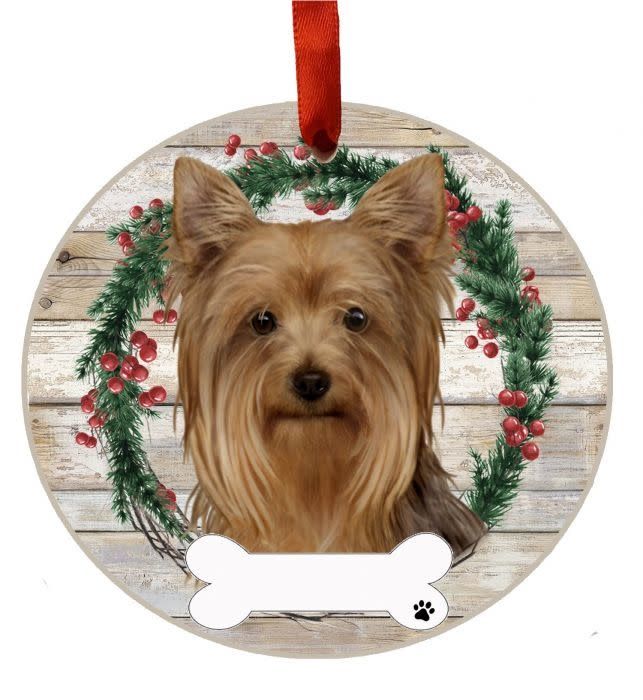 Yorkie Wreath Ornament