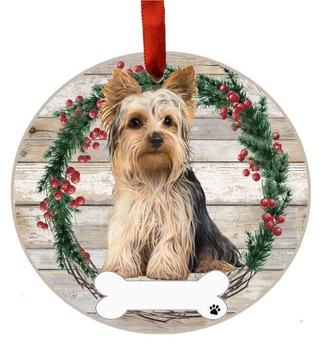 Yorkie Full Body Wreath Ornament