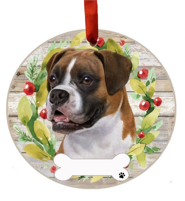 Uncropped Boxer Wreath Ornament