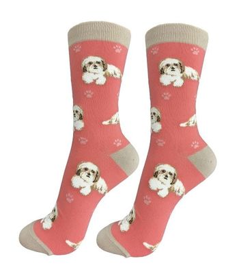 Full Body Tan &amp; White Shih Tzu Socks
