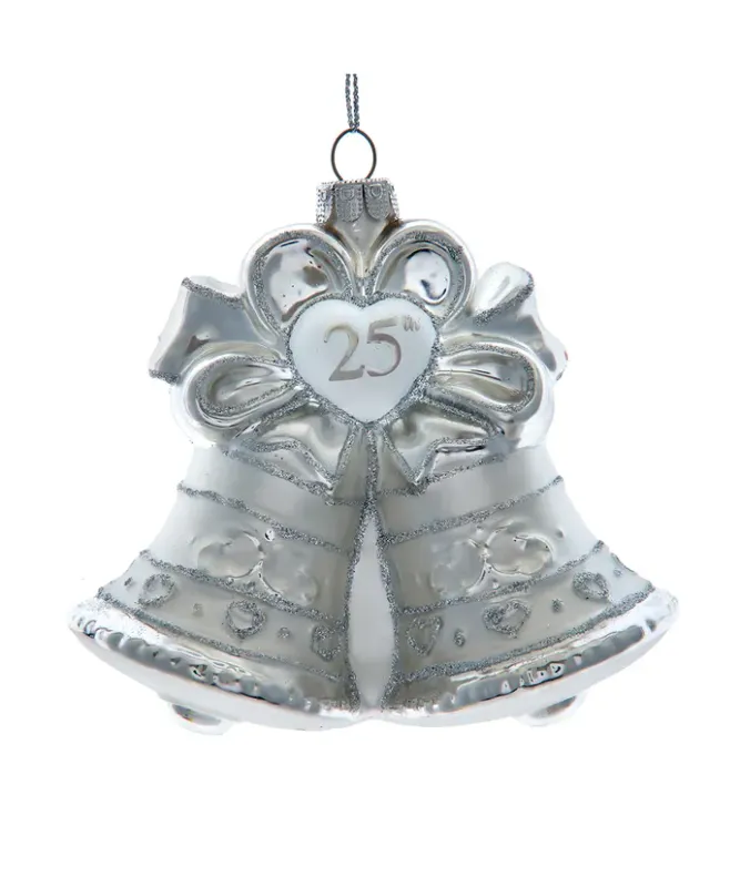 25th Anniversary Bells Glass Ornament